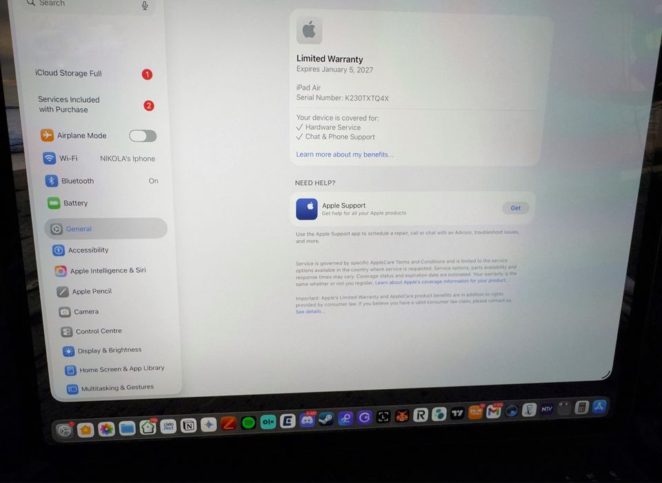 Перфектен * Apple - iPad Air M3, 13'', 2025, 8GB/128GB, Space Grey *