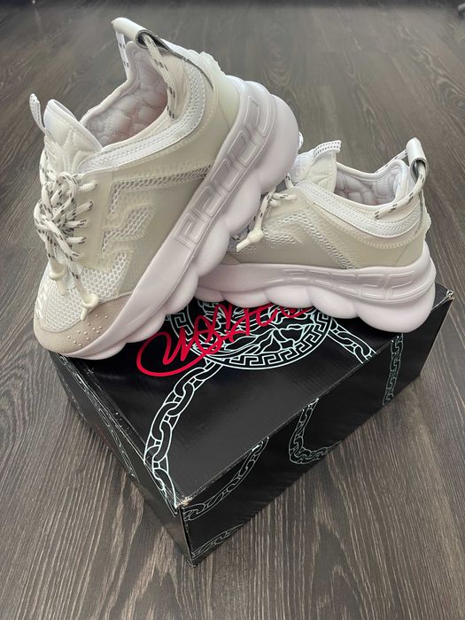 Adidasi Versace Chain Reaction White l Produs NOU Premium din Piele
