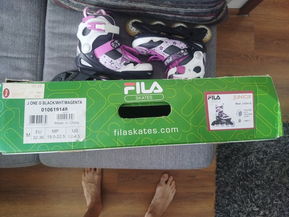 Role fete Fila J-One G, mărime reglabila 32-36, copii, culoare alb, roz, negru