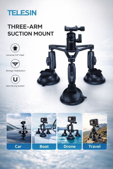 Крепление на присосках для экшен-камер и смартофонов