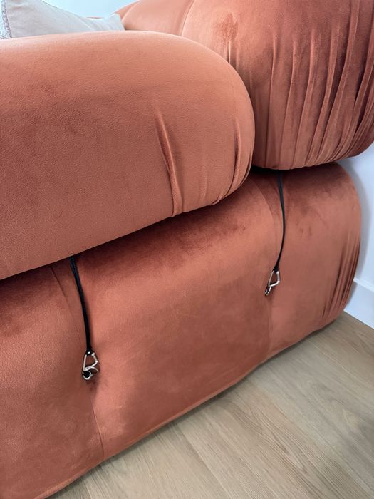 Canapea modulară din catifea portocalie