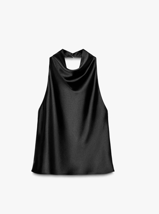 Zara потник от сатен с гол гръб S