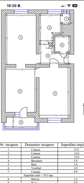 Inchiriez apartament 3 camere parter Floreasca