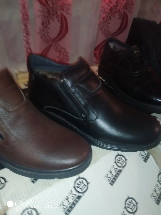 Полусапог мужской из натуральной кожи с мехом отличного качества