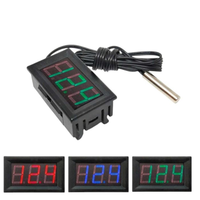 Termometru Digital LED cu Sonda, -50°C +110°C, 5-12V, Rosu / Verde / Albastru