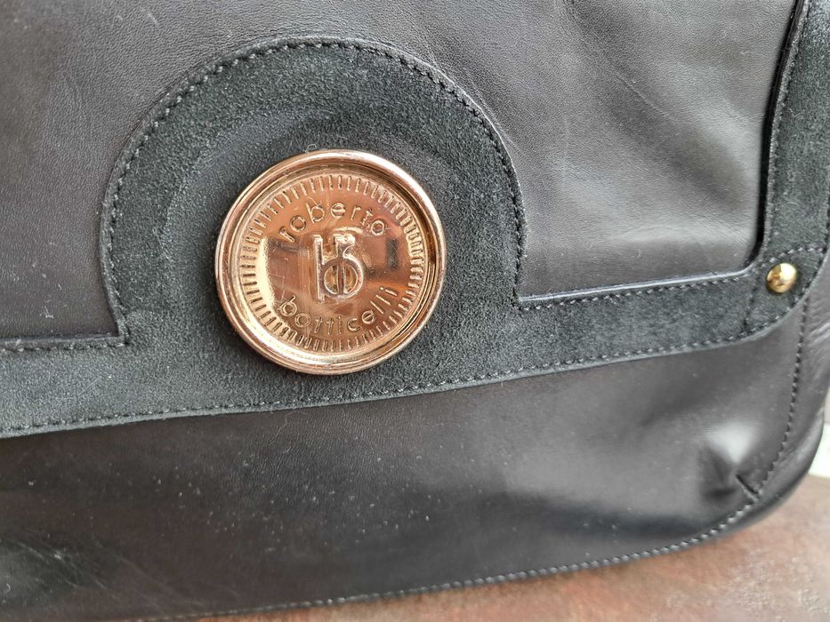 дамска чанта,черна Roberto Botticelli италианска чанта-естествена кожа