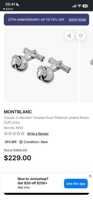 Запонки Montblanc новые