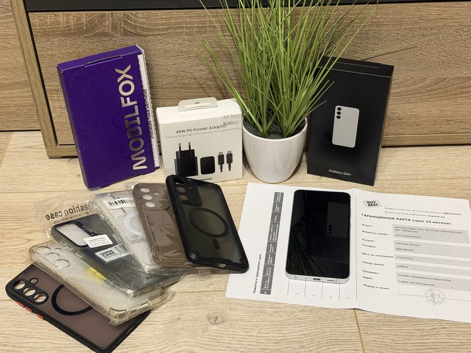 Samsung s24 plus 12GB RAM 512 ROM с гаранция, адаптер и аксесоари