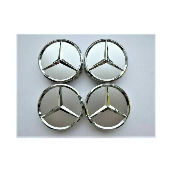 капачки за джанти за мерцедес Mercedes 75мм сиви хром 4 броя