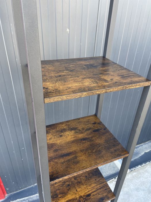 raft stil industrial cu 5 rafturi din lemn și oțel, 40x30x154cm