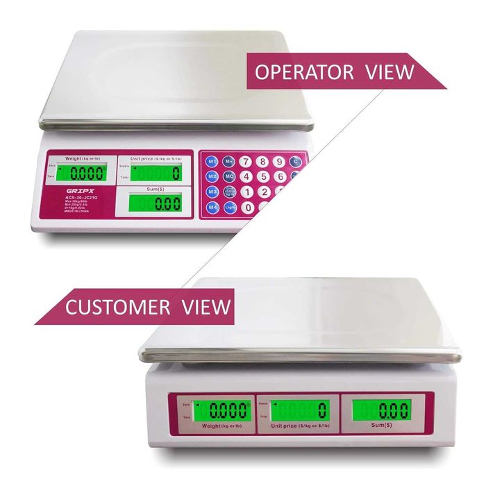 GRIPX Cantar Comercial Digital 30kg - Ecran LCD Dublu - Nou