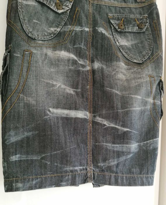 Fusta Mini Bleu denim model army masura M cu buzunare