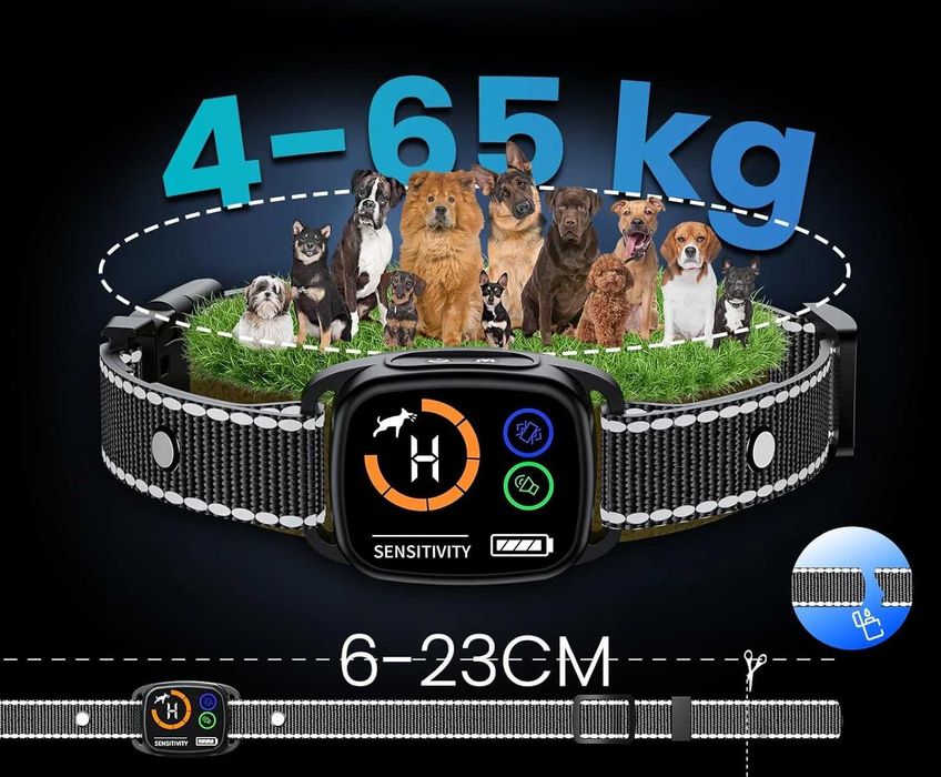 Интелигентен нашийник против лаене PATTE SAGE с дисплей,чувствителност