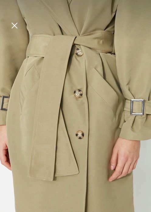 Trench nou, marimea 34, kaki deschis, supradimensionat