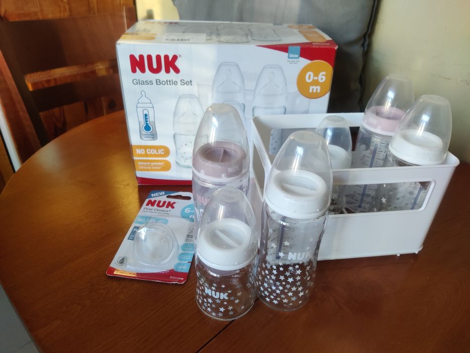 Nuk Стартов сет стъклени и 2 бр. пластмасови шишета First Choice 0-6 м