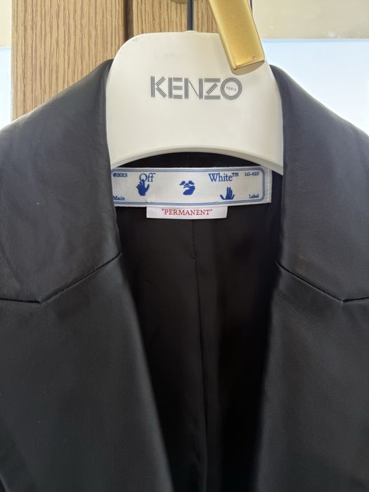 кожаный пиджак off white