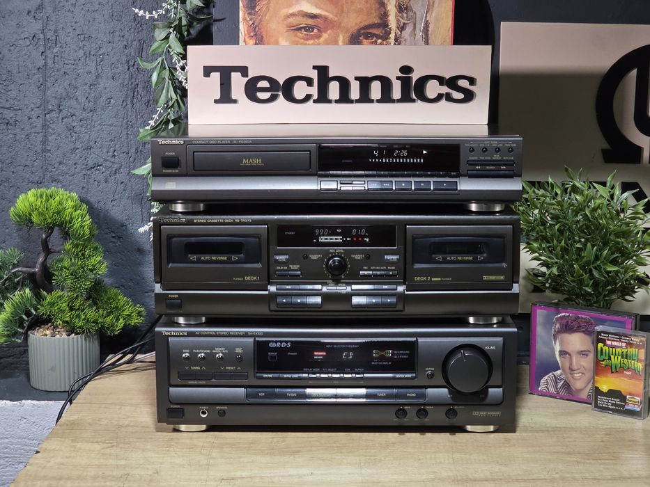 Linie audio TECHNICS,  reveiver SA-EX320, dublu deck  RS-TR373, cd player SL-PG360A, retro hifi sistem