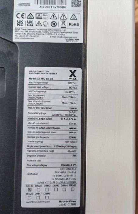 Invertor fotovoltaic trifazat SolaX X3 MIC 6K G2 – Aproape NOU