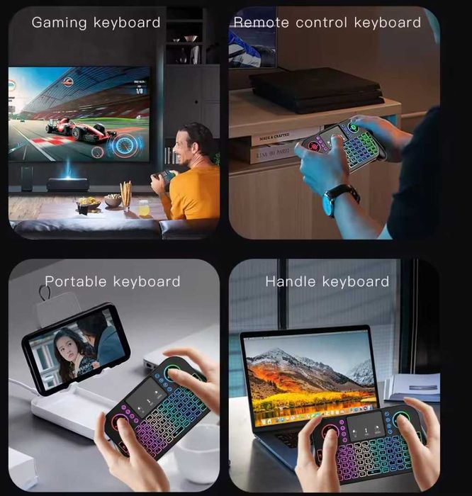 Мини клавиатура с подсветка и тъч пад