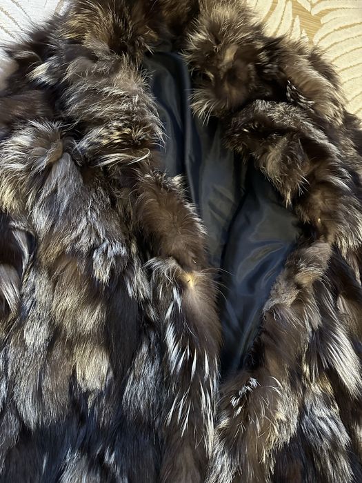 Палто от сребърна лисица естествен косъм