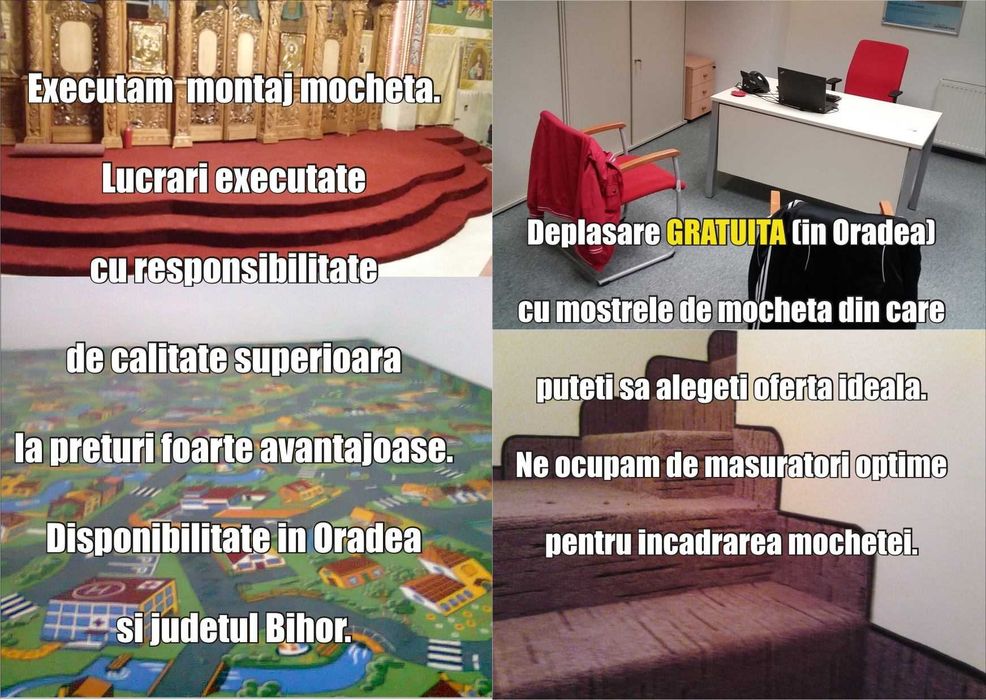 Vanzare ,Montare ,Surfilare MOCHETA ,covoare pt.hoteluri,biserici etc.