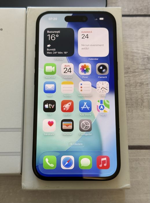 iPhone 16 - 128GB, Black - stare foarte bună, 93% sănătate baterie