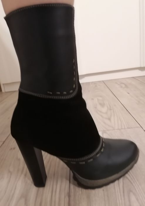 Ghete piele naturală gri