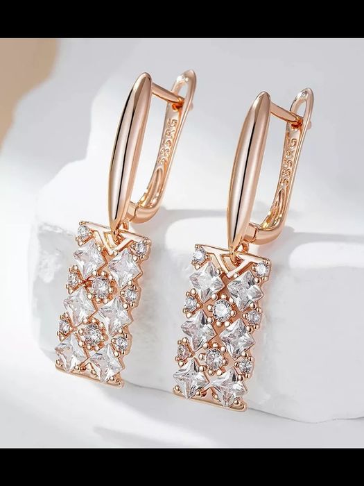 Серьги прямоугольние 585RG под золото