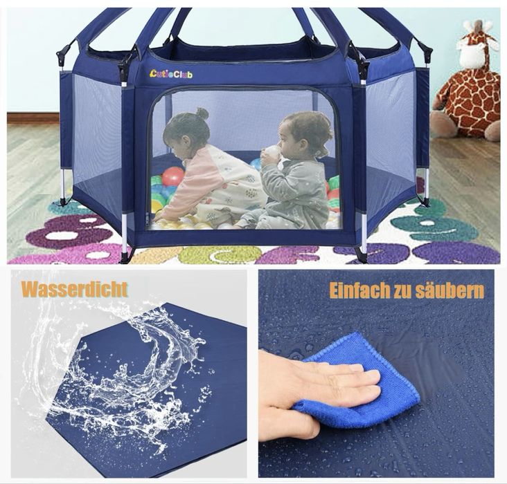 Țarc pliabil cu saltea și protecție UV