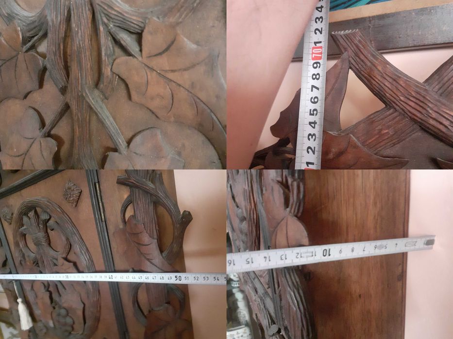 Стар рядък антикварен дървен шкаф за ключове Black Forest