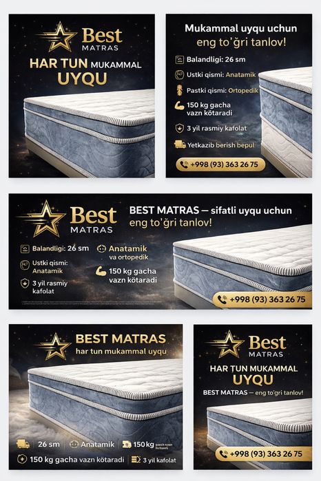 Matras_Siz hohlagan oʻlchamda