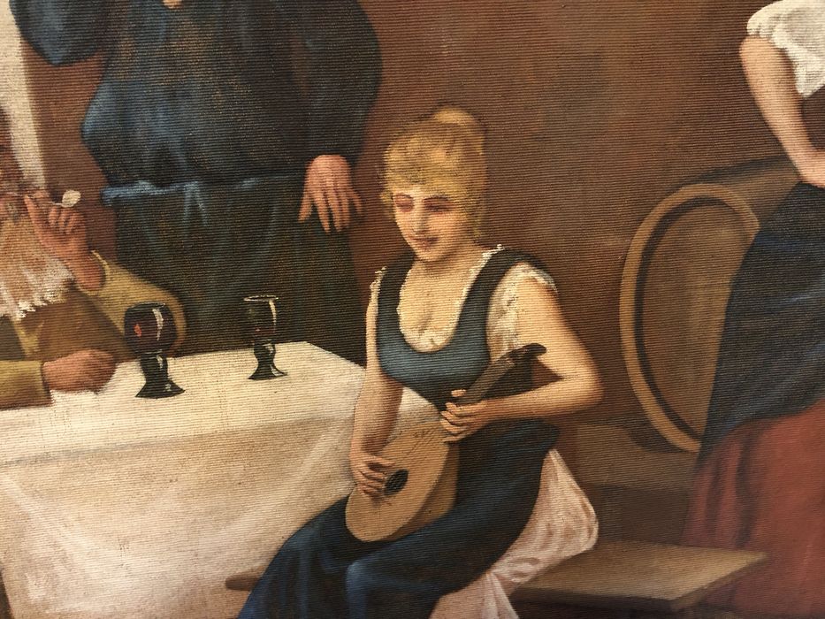 Tablou,pictura foarte veche in ulei pe panza groasa,rama din lemn