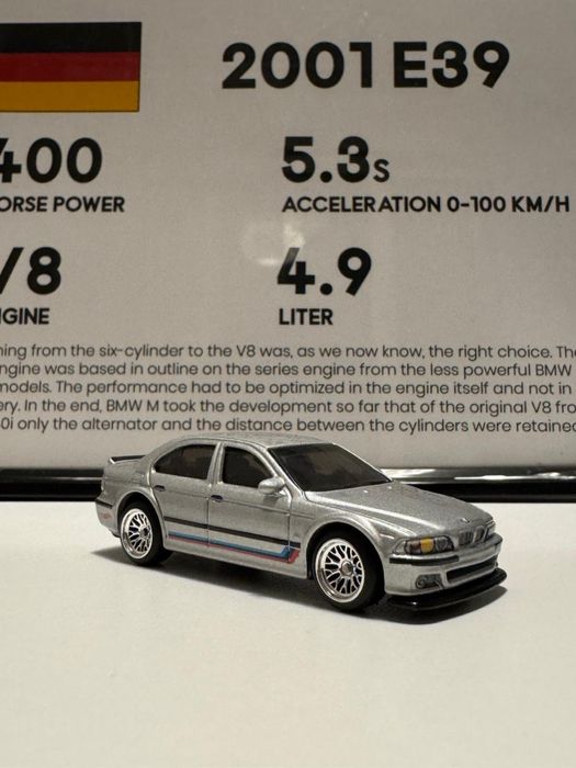 Mașinuță Hot Wheels “BMW M5 E39 2001” cu tablou personalizat
