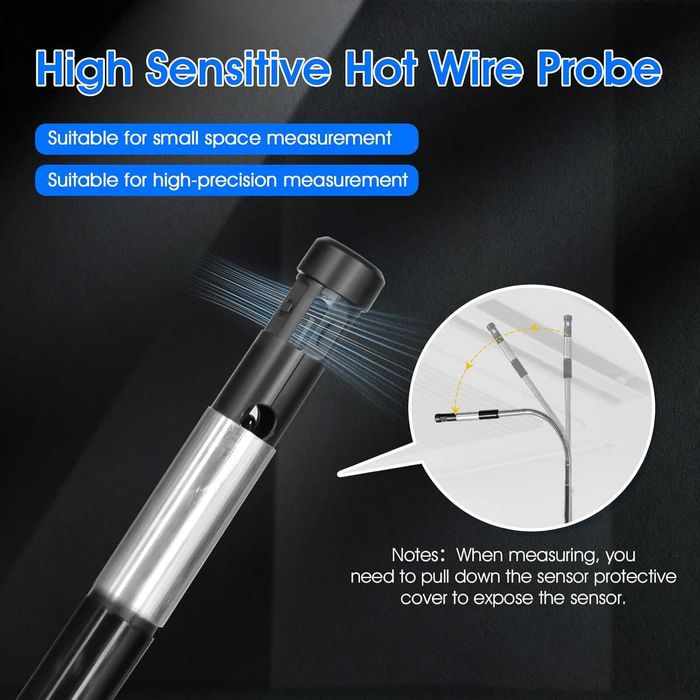 Anemometru Hot Wire Profesional - Telescopic - HVAC - USB-C