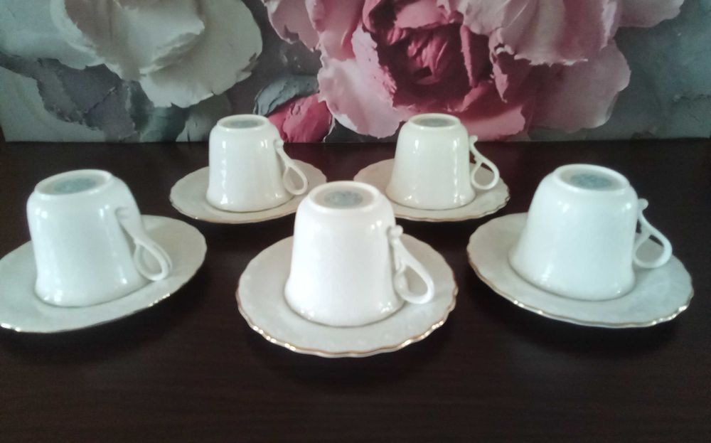 Комплект 5 бр чаши за кафе костен порцелан