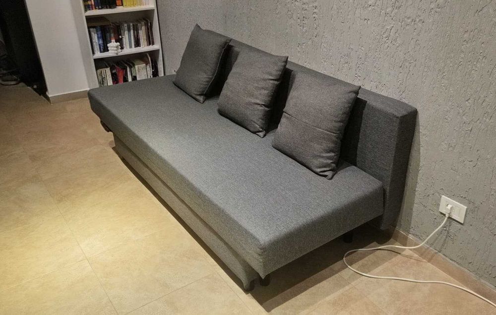Canapea extensibila 3 locuri, Knisa gri-bej ALVDALEN IKEA