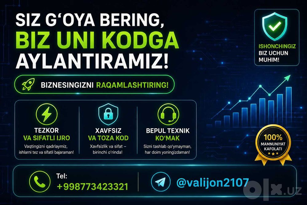 Telegram Bot va veb-sayt xizmati| Biznes avtomatlashtirish | Dasturchi