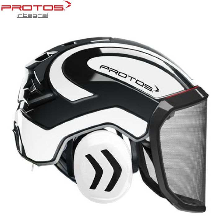 Cască forestiera Forest PROTOS negru/alb reflex