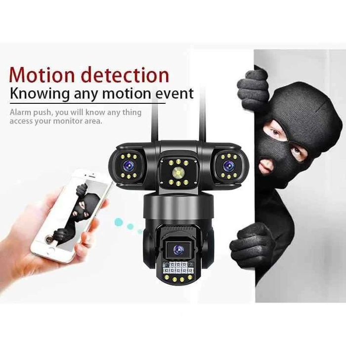 Домашна охранителна 4G CCTV камера V380 троен обектив