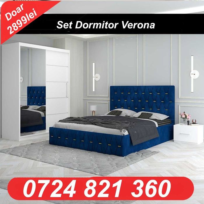 De vanzare Set mobila dormitor,Pat tapitat, Dormitor complet, Dressing