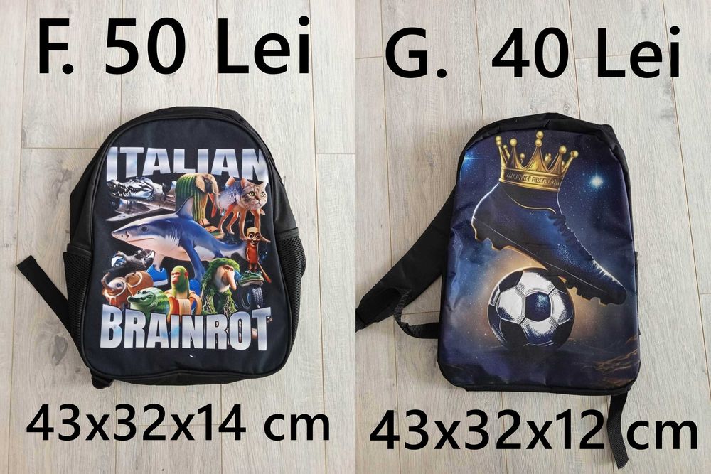 Ghiozdan / rucsac NOU,  Capybara, fotbal, Brainrot, Cinnamoroll, astronaut