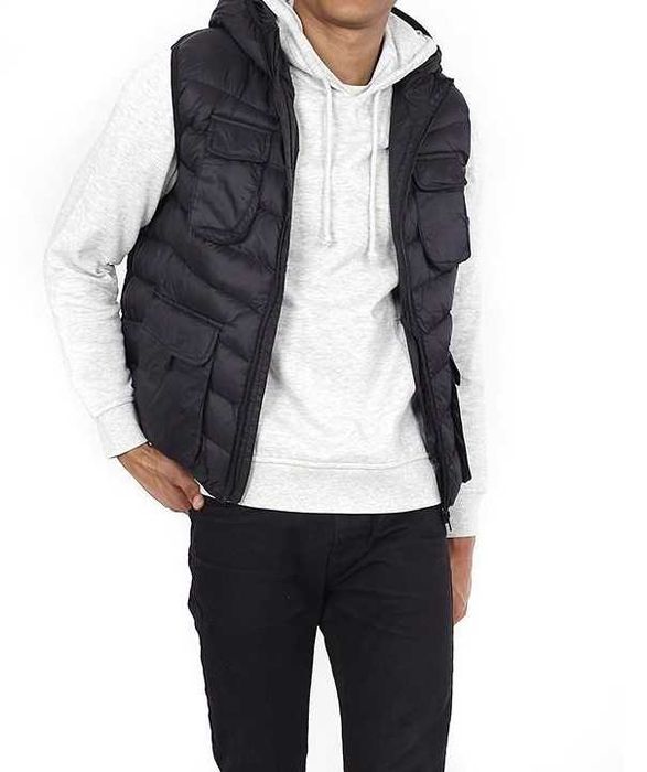 BRAVE SOUL черен мъжки елек с качулка размер С