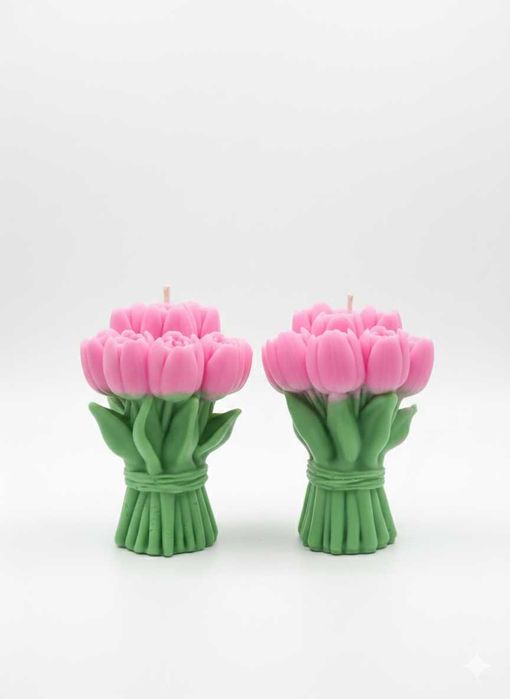 Ръчно изработена ароматна свещ „Букет лалета“