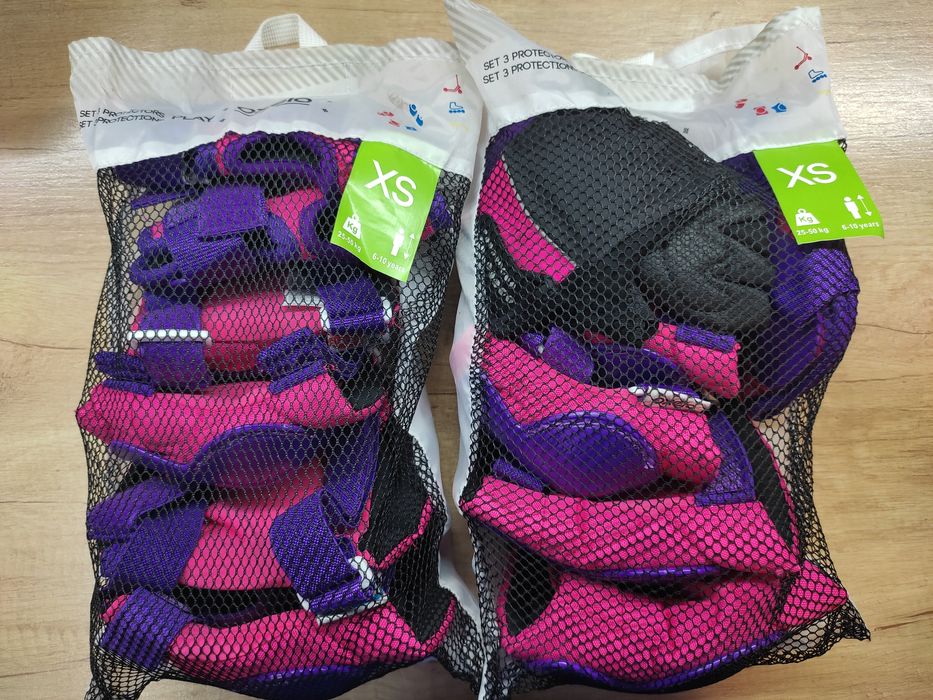 Два комплекта наколенки, налакътници, предпазители за китки и ръкавици