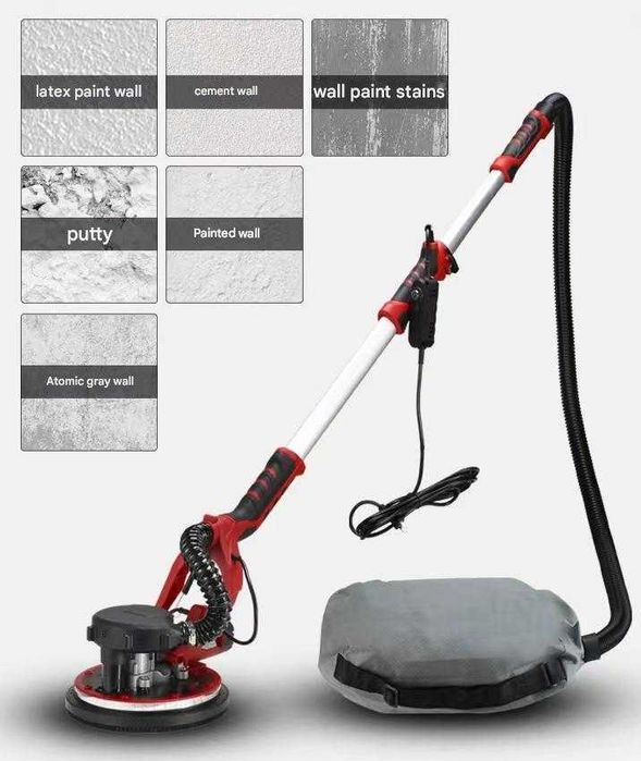 Șlefuitor pereți/rigips Thomas 1350W, telescopic, 2800 rpm + 6 discuri