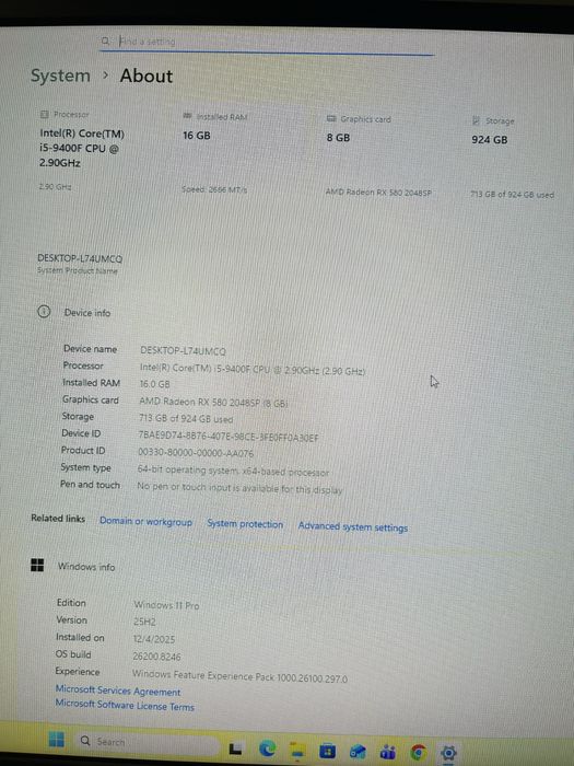 Vand PC I5-9400 Gaming