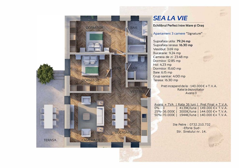 Sea La Vie Eforie Sud - Apartament 3 camere, boutique, aproape de mare