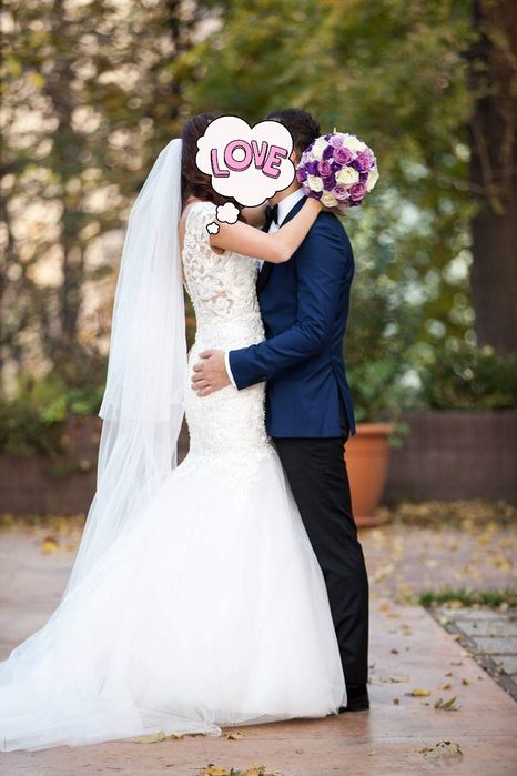 Rochie de mireasa sirenă plus voal cadou!