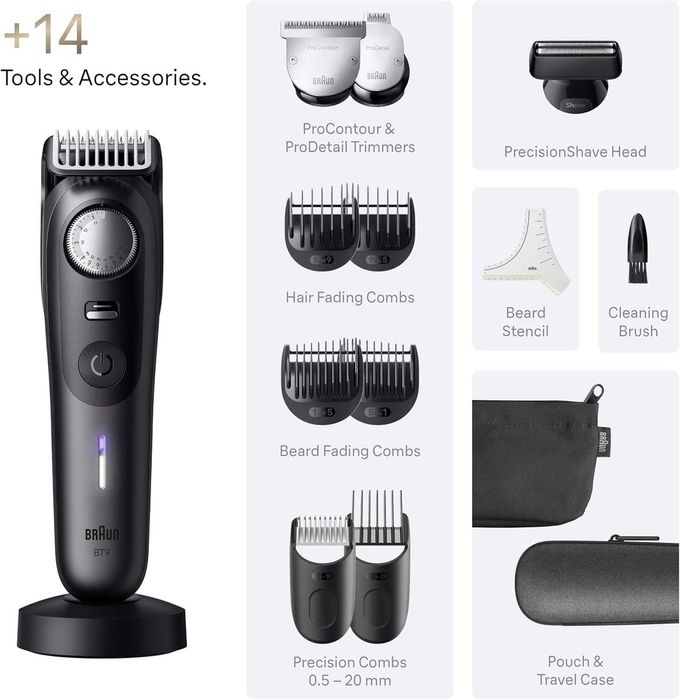 Тример за брада Braun Series 9 BT9565 + 14 аксесоара, до 180 мин