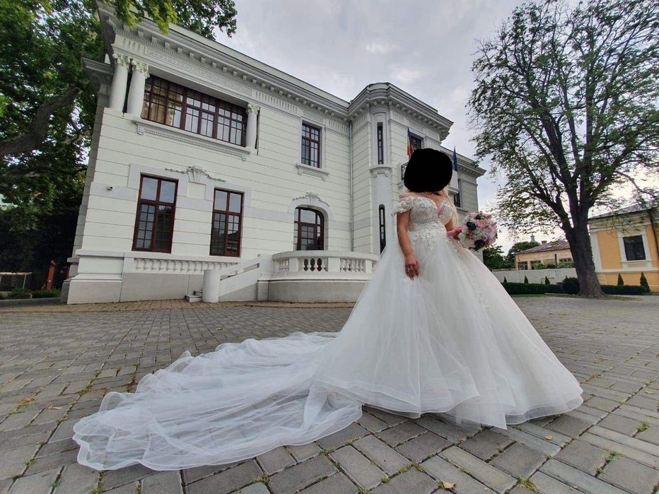 Rochie mireasă cu trena detașabilă (1,5m)